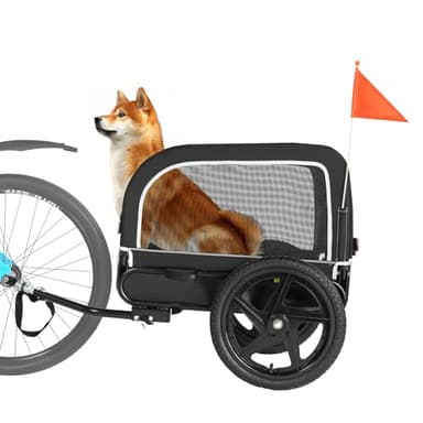Sepnine Dog Bike Trailer, Dog Cart for Bicycle, Suitable for Small and Medium Pets, Easy Folding Cart Frame, Quick Release Wheel, Non-Slip Floor, Internal Leash, 66LBS Grey