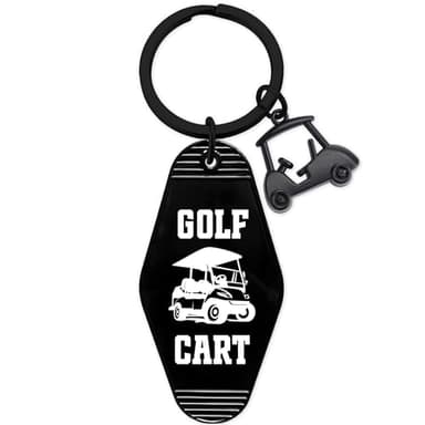 Golf Cart Keychain for Women Men - Black Keys To The Golf Cart Keychains Charm for Golf Players Lovers, Retro Metal Golf Cart Accessories Key Chain for Husband Birthday Gifts