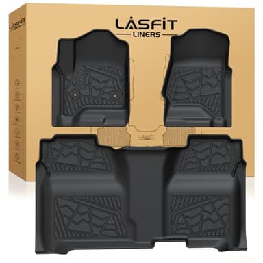 LASFIT Floor Mats 2014-2018 for Chevrolet Chevy Silverado/GMC Sierra 1500 Only Crew Cab, 2015-2019 Silverado/Sierra 2500HD 3500 HD, Only Crew Cab, with Carpet Floor, Only Fit 1st Row Bucket Seating