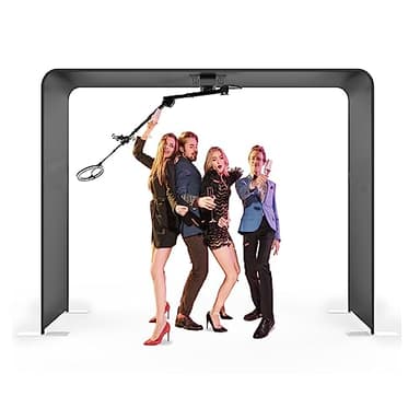 MWE Sky Overhead 360 Photo Booth for Big Parties with Software APP Remote Control Rotating 360-Degree Full Body Spin with Ring Light and Stand for up to 15 People (Booth+Arm)