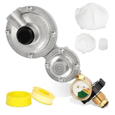 Feikeer Vertical 2 Stage Propane Regulator with POL and Gauge, Two Stage Propane Regulator Standard 3/8 Female NPT Connection, Double Stage Regulator for 20-100lb Tank,Gas Grill, RV, Propane Heater
