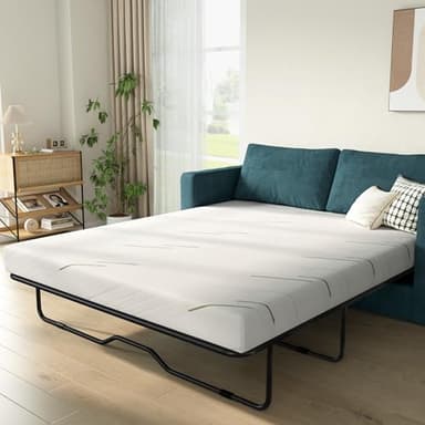 4 Inch Full Size Sleeper Sofa Mattress for Couch,CertiPUR-US Certified,Ultra Soft Removable Cover, Replace Pull Out Sofa Bed Mattress,Non-Slip Bottom, Supportive Seat Pad for RV, Bed, Dorm 53*72*4 in.