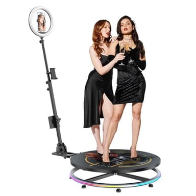 MWE 360 Photo Booth Machine for Parties with Flight Case,RGB Strip Light,Software APP Remote Automatic 360 Spin Camera Video Booth for 1-3 People (23'')