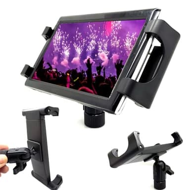 LycoGear Tablet Smartphone 5/8 Microphone Stand Mount, Pro Grade Mic Adapter, Anti-Slip Holder for Musicians Performers Studio Recording Compatible with iPad mini Air Pro Galaxy tab & iPhones