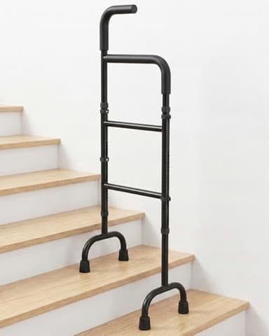 20-Level Adjustable Stair Climbing Assist Cane & Elderly Stair Lift Assist with Anti-Slip Handle & Stabilizing Feet, 300lbs Capacity for Seniors, Standard Steps-Patent Pending