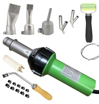 Beyondlife 1600W Plastic Welding Kit Hot Air Welder Heating Gun PVC Vinyl Rod Welding Hot Gas Pistol Tool, with Various Welding Nozzles, Handheld Floor Groover