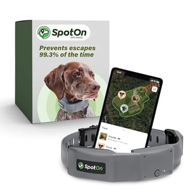 SpotOn GPS Wireless Dog Fence Collar, Accurate & Reliable, Unlimited Fences, Extended Battery Life Mode, No Subscription, Built in USA, Omni Collar Model, Medium Dog Breed Neck Size 12"-18"