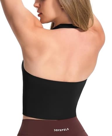 JOYSPELS Halter Workout Tank Top Women Buttery Soft Longline Sports Bra for Yoga Pilates Gym Casual Wear Black