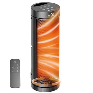 Space Heater for Indoor Use - 17 inches 1500W Electric Heaters with Thermostat, 70° Oscillation, 5 Modes, Remote, 12H Timer, Quiet Portable Heater for Office, Bedroom, Large Room