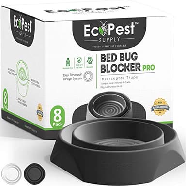 ECOPEST Bed Bug Interceptors – 8 Pack | Bed Bug Blocker (Pro) Interceptor Traps (Black) | Insect Trap, Monitor, and Detector for Bed Legs