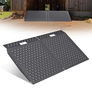 VNN 29" x 48" Shed Ramp for Riding Mower - 1500 LB Capacity Shed Ramps, Anti-Slip Punch Plate Ramp for ATV, Motorcycles, Garages & Barns (2PC, Black, Alloy)