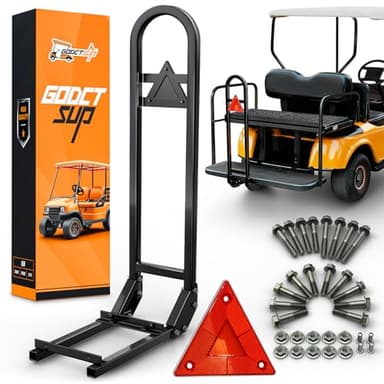 GODCTSUP Golf Cart Rear Seat Grab Bar, Fits Club Car EZGO Yamaha(2+2) /(4+2) Passenger Golf Cart with Metal Footplates, Universal Golf Cart Safety Grab Bar, Detachable & Easy to Install