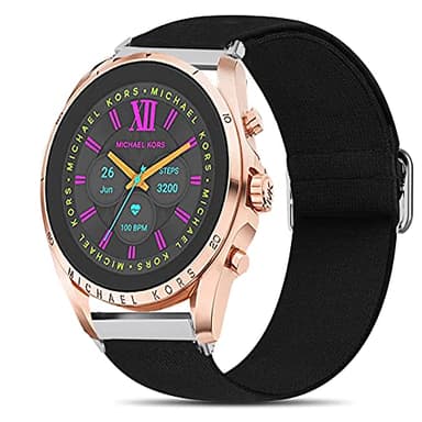 Compatible for Michael Kors Gen 6 Band, Lamshaw Stretch Elastics Nylon Adjustable Strap Compatible for Michael Kors Gen 6 Bradshaw Smartwatch/MK Gen 6 Bradshaw 2021 (Black)
