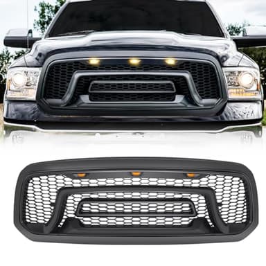 Allinoneparts Front Grille Compatible with 2013-2018 Dodge Ram 1500, 2019-2023 Ram 1500 Classic, Bumper Grill with Amber Lights (NO "RAM" LETTER)