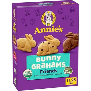 Annie's Organic Friends Bunny Grahams, Chocolate Chip, Chocolate, and Honey Baked Graham Snacks, 11.25 oz