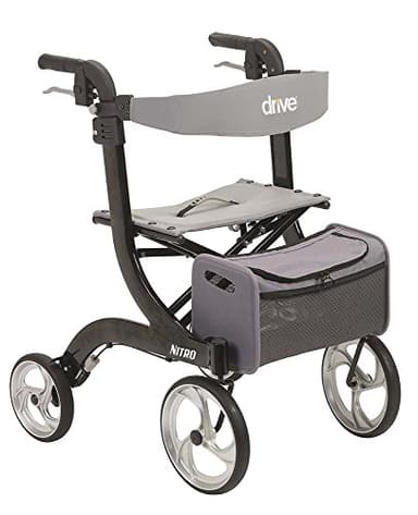 Drive Medical RTL10266BK Nitro Foldable Rollator Walker with Seat, Standard Height, Black