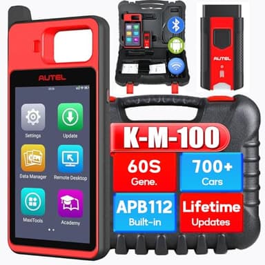 Autel MaxiIM KM100 Programmer Diagnostic Programming Tool Fr-ee Lifetime Update Lite of IM508S IM608 PRO II Built in APB112 OBD Learning On 95% Car Auto VIN & Scan VIN/License WiFi Connection