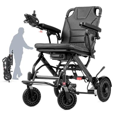 VERPAL 35lbs Lightweight Electric Wheelchair, Foldable Electric Wheelchair for Adults, Seniors, 360W Dual Motor Power Wheelchair 20 Miles for Travel, Park Hospital, 330 lbs Capacity-12Ah 18.5" Seat