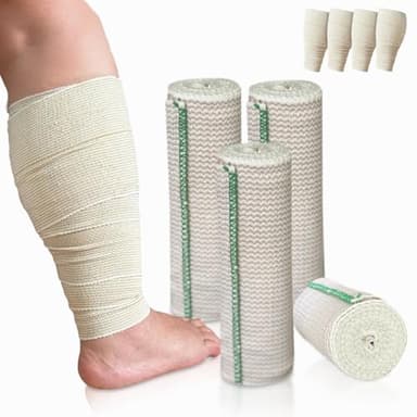 Beltwell® Wide Compression Bandages With Velcro (4 Pack) Elastic Compression Wrap for Legs, Arms & Knees with Dual-Closure Design for Even Compression, Swelling Relief, Sports Support & Injury Recovery