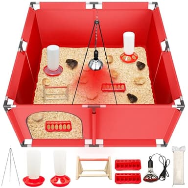 Kweetle All-in-One Chicken Brooder Box for Chicks Starter Kit with Timer Heat Lamp & Stand, Perch, Sawdust, Feeder & Waterer, Large Sturdy Poultry Brooder for Up to 30 Baby Chicks, Ducks & Quail