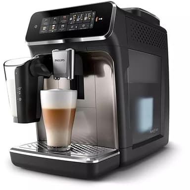 Philips 3300-Series Fully Automatic Espresso Machine - 6 Drinks, Modern Colour Touch Screen, LatteGo Milking System, SilentBrew, 100% Ceramic Grinder, AquaClean Filter. Black Chrome (EP3347/90) (Renewed)