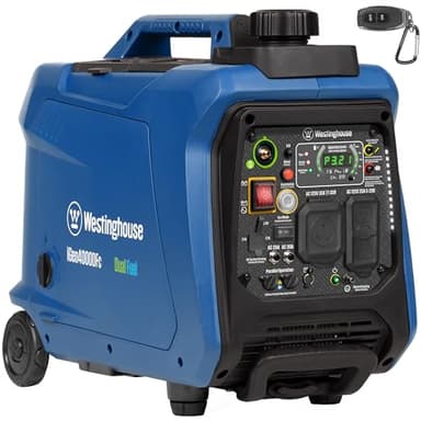 Westinghouse 4000 Peak Watt Super Quiet Dual Fuel Portable Inverter Generator, Remote Electric Start, Gas & Propane Powered, RV Ready, CO Sensor, Parallel Capable
