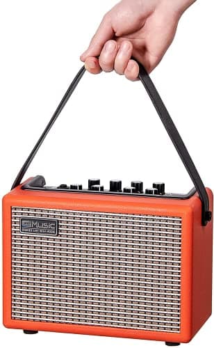 Acoustic/Electric Guitar Amplifier, with 3-Year Warranty,15 Watt Portable Bluetooth Speaker for Guitar Acoustic/Electric with Reverb Effect, 2 Band EQ,Orange