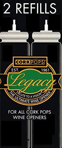 Cork Pops Refill Cartridges – Eco-Friendly, Low-Pressure, Fits All Cork Pops Models, Opens 60-80 Bottles Each, 8 Cartridges