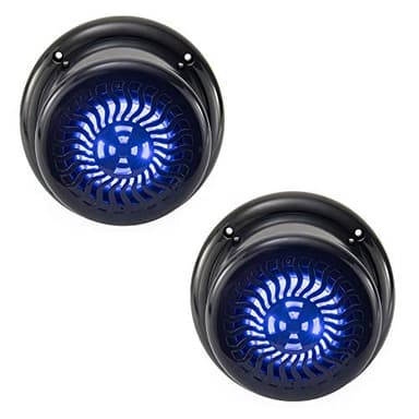RecPro RV Flush Mount Speaker | Exterior 5.25" Black Wavy Blue LED | Waterproof (2 Pack)