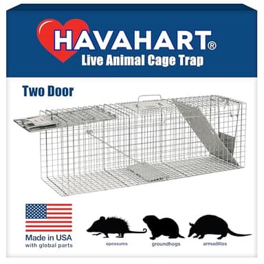 Havahart Large 2 Door Humane Catch and Release Live Animal Trap for Armadillos, Beavers, Bobcats, Small Dogs, Cats, Foxes, Groundhogs, Nutria, Opossums, Raccoons, Live Catch Trap for Stray Dogs 1045SR