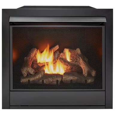 Duluth Forge Dual Fuel Ventless Gas Fireplace Insert, Remote Control, 9 Fire Logs, Use with Natural Gas or Liquid Propane, 32000 BTU, Heats up to 1500 Sq. Ft., Black, Model# FDI32R
