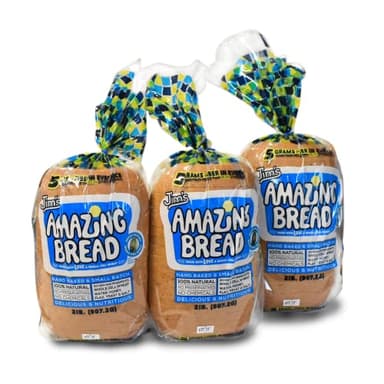 Jim's Amazing Bread - / Sliced Whole Wheat Bread 2lb / Gluten Inactive Whole Cell Wheat / 5 Grams of Fiber/ 6 All-Natural Ingredients/Healthy and Delicious – (3 Loaves)
