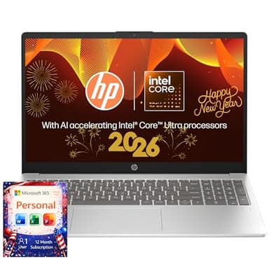HP 15.6" Laptop with Microsoft 365-1.1TB Storage - 8GB Memory - Intel Inside | Anti-Glare Display, 128GB SSD and 1TB Cloud Storage, 4-Cores CPU, Fast Charge and 12hrs Battery, no Mouse