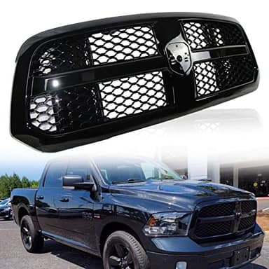Front Grille for Dodge RAM 1500 2013-2018,Gloss Black Grille Replacement Compatible with Dodge Ram 1500