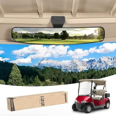 10L0L Universal Adjustable Golf Cart Panoramic Rear View Mirror, Rotatable 270 Rotation 16.5"Wide Angle Full Rearview Golf Cart Mirror for EZ Go, Club Car, Yamaha