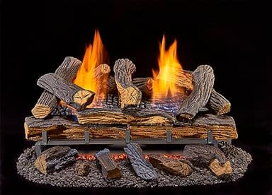 Duluth Forge Ventless Liquid Propane Gas Log Set - 24 in. Split Red Oak, 33,000 BTU, T-Stat Control - Model# DLS-L24T-1