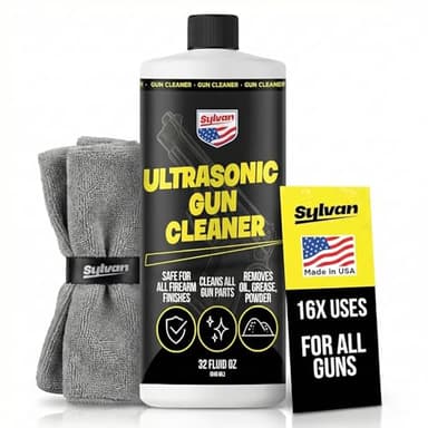 Ultrasonic Gun Cleaner Solution Concentrate + Free Cleaning Cloth | Makes 50 Gal. | Made in The USA | Gun Parts Cleaner for All Ultrasonic Machines | Highly Concentrated Firearm Cleaning Liquid