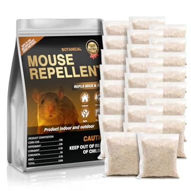 24 Pack Mouse Repellent Pouches,Rodent Repellent for Car Engines,Mouse deterrents That Works,Peppermint Oil to Repel Mice and Rat (Mint)