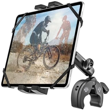 Metal iPad Tablet Mount for Boat Helm, Marine, Wheelchair, Golf Cart, Stroller, Treadmill, Spin Bike, Bicycle, Mic Stand - 360° Adjustable Handlebar Clamp for 4-13" iPad Pro, Air, Mini, Galaxy, iPhone