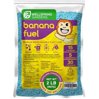 Wellspring Gardens Banana Fuel Fertilizer - Water-Soluble 15-5-30 Blend - Fertilizer for Banana Trees & Plants - Grow Healthy Plants (2 Pounds)