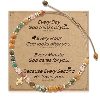 Pavolini Christian Gifts for Women, Cross Bracelet, Christian Gifts, Inspirational Gifts for Women, Natural Stone Bracelets, Religious Gifts for Woman
