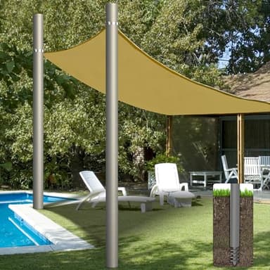 Yakmax Shade Sail Poles, Heavy Duty Sun Shade Poles, Screw in Poles for Sun Shades Outdoor, 12 Ft Sun Shade Sail Poles with D-Clamps, 2.28" Sun Shade Pole Kit for Ground Soil Backyard, 2 Packs