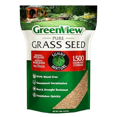 GreenView Pure Grass Seed Sunny Mixture, 3 lb. Bag – Covers up to 1,500 sq. ft.