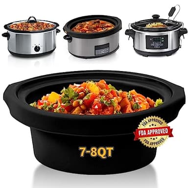 Silicone Slow Cooker Liners fit Crock Pot 7-8 QT,Crock Pot Liners For 7-8 Quart Oval or Round Slow Cookers,Reusable & Leakproof Silicone Slow Cooker Liner For Crockpot,Dishwasher Safe BPA Free