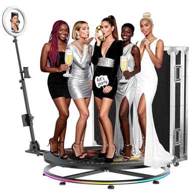 MWE 360 Photo Booth Machine for Parties with Flight Case,RGB Strip Light,Software APP Remote Automatic 360 Spin Camera Video Booth for 4-6 People(39.4''+Flight Case)