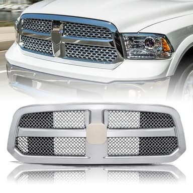 Aosky Honeycomb Mesh Front Grille Compatible with 2013-2018 Dodge Ram 1500, 2019-2023 Ram 1500 Classic, Chrome Bumper Grill