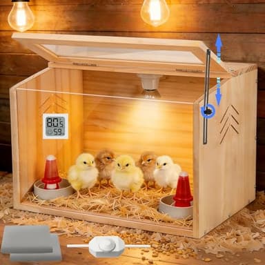 Chick Brooder Box,Brooder Box for Chicks,16" Lx12 Wx12 H, Ducks,Chicken Coop,Quail cage,2 Washable Liners,Adjustable Temperature Control.