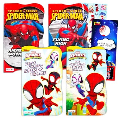 Marvel Spiderman Books for Kids 3-5 – Bundle of 4 Spidey and Friends Board Books for Toddlers Plus Stickers, More (Spidey and His Amazing Friends Board Books for Early Readers)