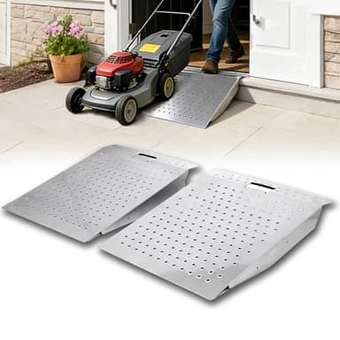 29" x 48" Shed Ramp for Riding Mower & Lawn Equipment 1500 LB Capacity Anti-Slip Punch Ramp for Garages, Barns, Shed