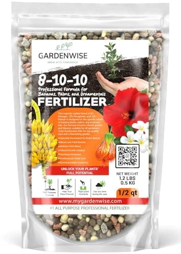 GARDENWISE Elite 8-10-10 Professional Fertilizer for Banana, Flowering, and Fruit Trees, Ornamentals - Boosts Flowering & Fruiting - for Indoor & Outdoor Plants (1/2 Quart)